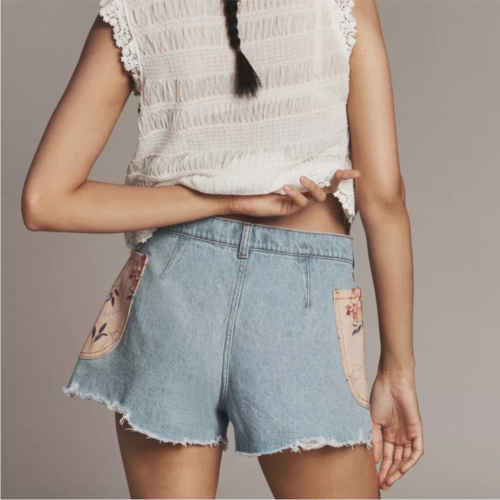Anthropologie NWTO jean shorts with floral pockets - Picture 3 of 12